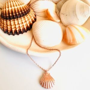 Sterling Silver Sea Shell Necklace, Minimalist, Rose Gold Plated